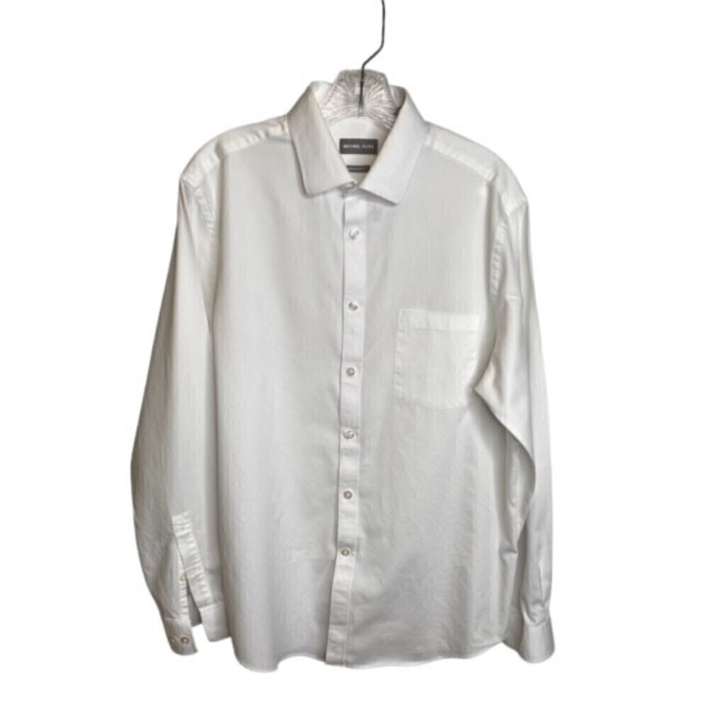 Michael Kors‎ Men White Dress Shirt Button Down Long Sleeve L16-161/2 34/35 EUC